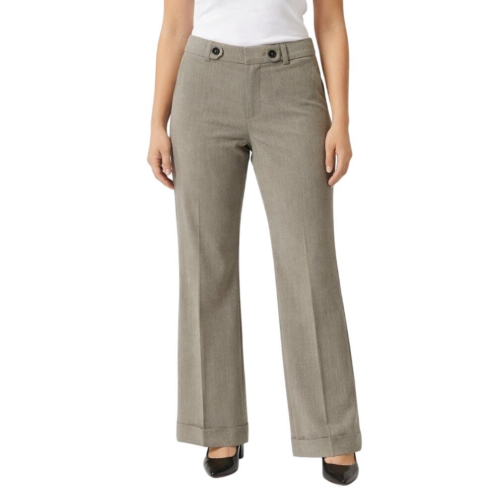 Banana Republic Women's 8 Wide Leg Trouser Pants Martin Fit Wool Blend Khaki